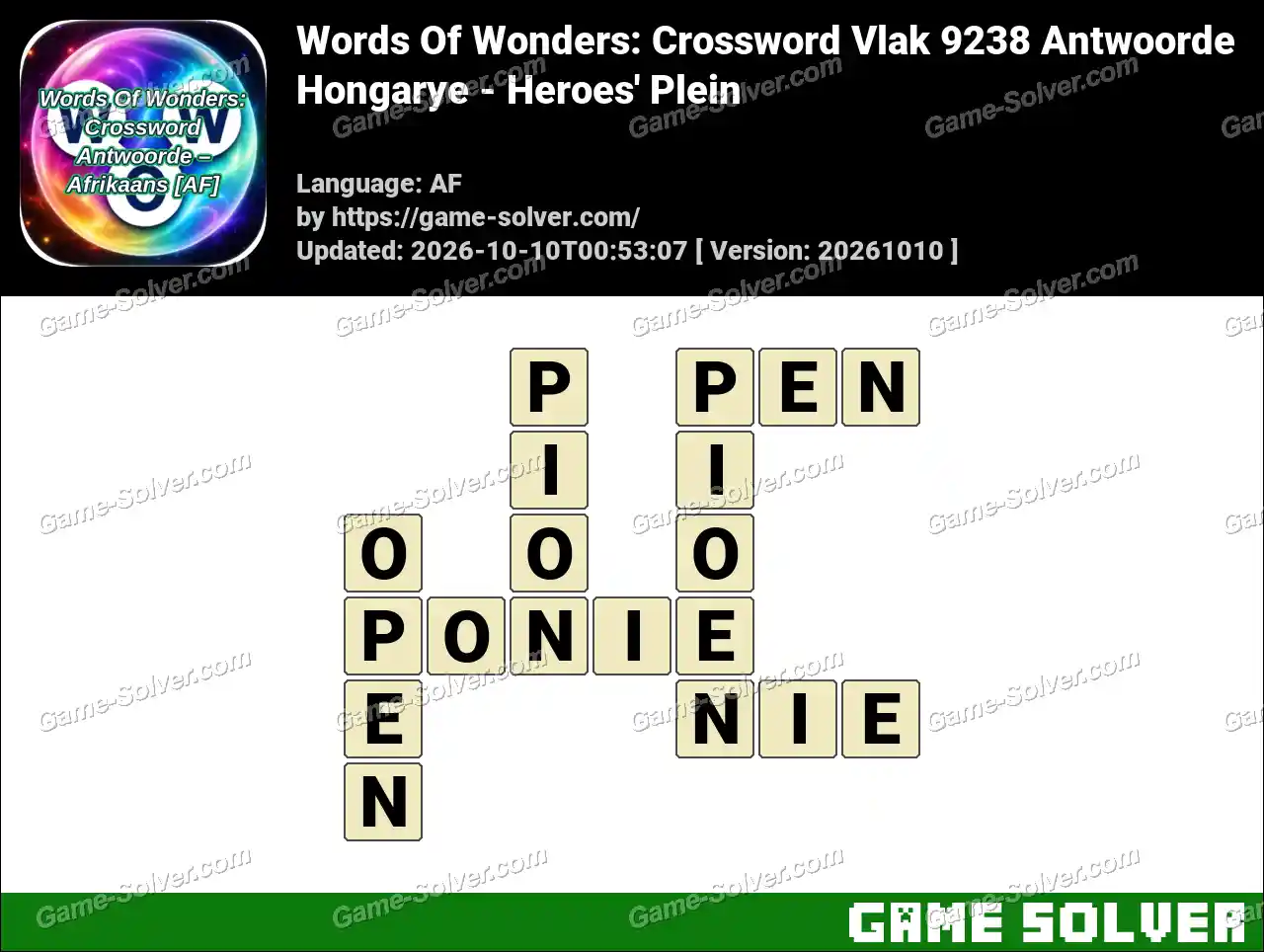 Words Of Wonders: Crossword Vlak 9238 Antwoorde – Hongarye – Heroes’ Plein